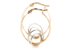 Золотые серьги-кольца с подвесными двойными колечками КС12079