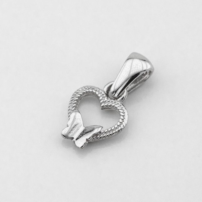 Срібна підвіска Серце та метелик без вставок p13878