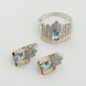 Серебряное кольцо с голубым фианитом с золотыми накладками к739ф-1, 18,5 размер