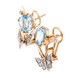 Золоті сережки з метеликами з топазами та фіанітами 12037top, Блакитний
