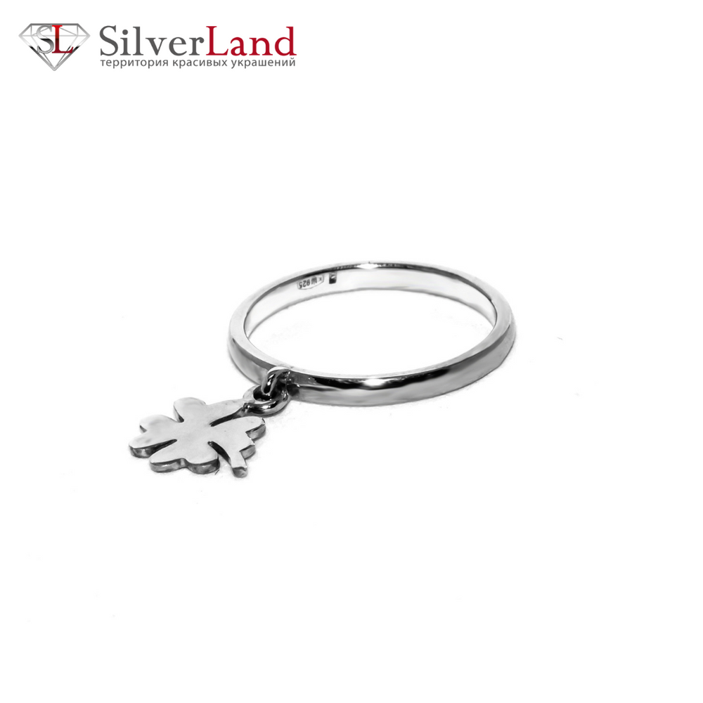 Серебряное кольцо с подвеской "Клевер" Арт. mk240