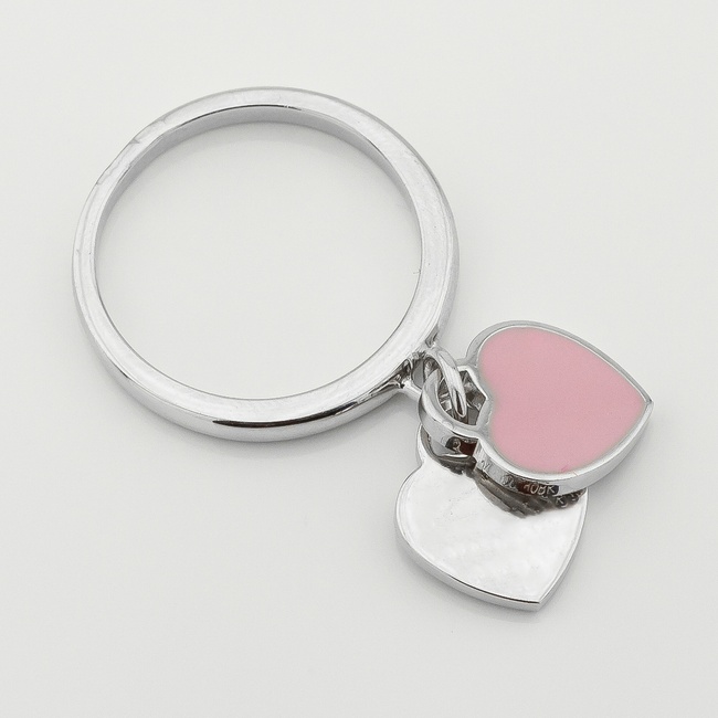 Серебряное кольцо Сердечко с эмалью (розовое) K111772, 16,5 размер