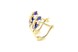Дитячі золоті сережки з синіми та білими фіанітами в формі квітки КС12103, Білий|Синій