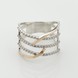 Тройное серебряное кольцо с фианитами с золотыми накладками к983ф, 19 азмер