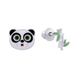 Дитячі срібні сережки пусети Панда з бамбуком з емаллю 2105716006020501, Білий|Чорний, UmaUmi Zoo