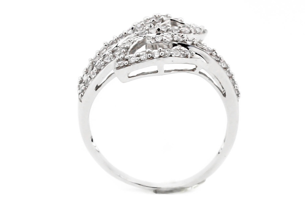 Женское кольцо из белого золота 585 с белыми фианитами КК11363, 17,5 размер, 17-5, Белый