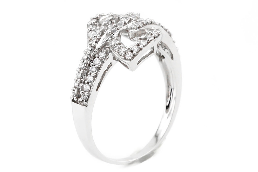 Женское кольцо из белого золота 585 с белыми фианитами КК11363, 17,5 размер, 17-5, Белый