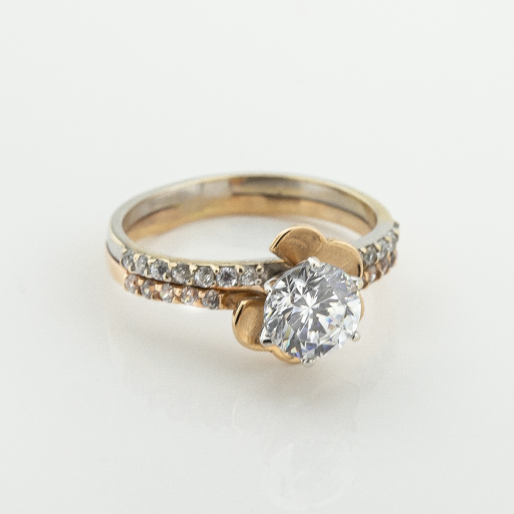 Золотое кольцо Цветок с фианитами k111831, 16,5 размер