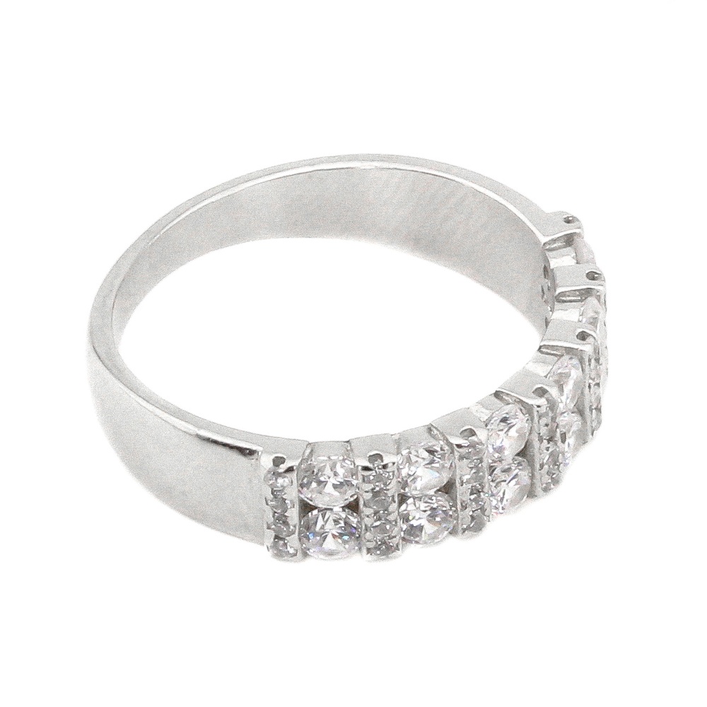 Серебряное кольцо вертикальные дорожки с фианитами K11588, 17,5 размер, 17-5, Белый