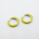 Срібні сережки-кільця з жовтою емаллю і фіанітами 3202074