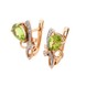 Золоті сережки з зеленими хризолітами форми груша та фіанітами 12533chr, Зелений