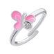 Детское кольцо Бабочка блестящая с розовой эмалью и фианитами 1195715006111701, Розовый, UmaUmi Fly