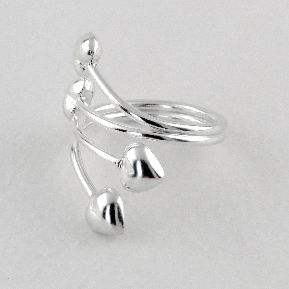 Срібний перстень спіраль з сердечками K11881, 16 розмір