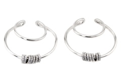 Срібні сережки-Кафи кільцями з фіанітами C12761, Білий