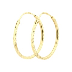 Рельефные серьги-кольца из желтого золота C12541