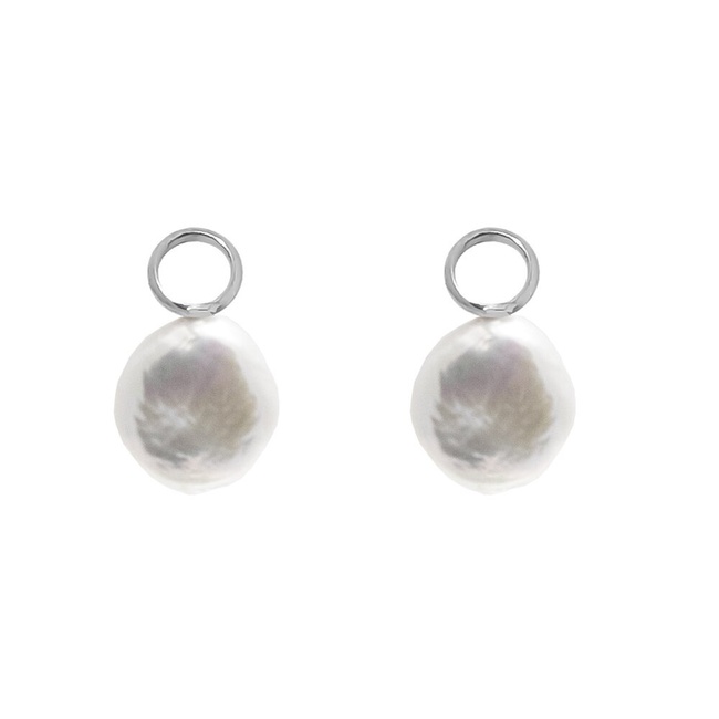 Срібні підвіси на сережки бароковий перли, ms358, Білий