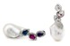 Серебряные серьги-пусеты висячие с барочным жемчугом и цветными фианитами СС12079, Белый|Цветной