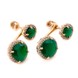 Золоті висячі сережки-джекети з зеленим оніксом та білими фіанітами 121001go, Зелений