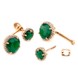 Золоті висячі сережки-джекети з зеленим оніксом та білими фіанітами 121001go, Зелений