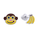 Дитячі срібні сережки гвоздики Мавпочка з бананами жовті з емаллю 2105714006050501, Жовтий, UmaUmi Zoo