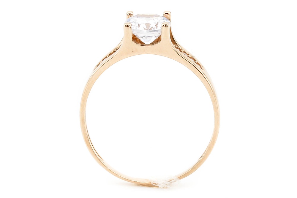 Золотое кольцо с фианитами с выступающим камнем классика КК11300, 15 размер