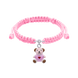 Браслет плетений зі сріблом на рожевому шнурку Мишка із серцем з Рожевою емаллю та Сваровські Арт. 4195563006110411