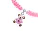 Браслет плетеный с серебром на розовом шнурке Мишка с сердцем с Розовой эмалью и Сваровски Арт. 4195563006110411