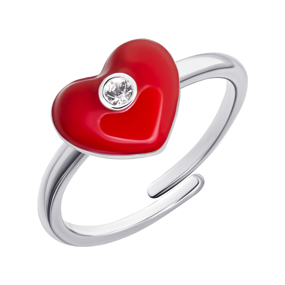 Детское кольцо Сердечко с красной эмалью и фианитом 1195824006071701, Красный, UmaUmi Symbols