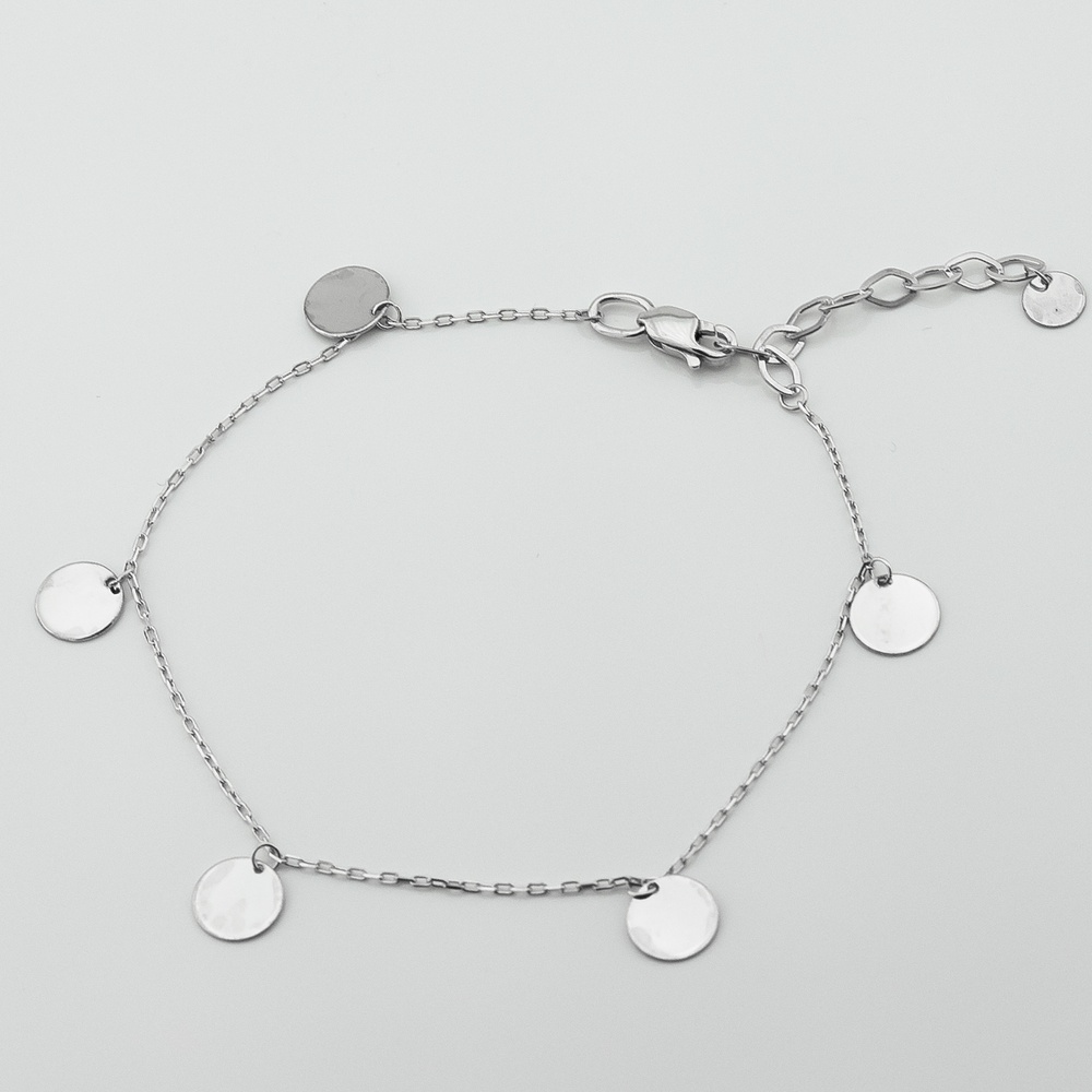 Срібний браслет-ланцюг з монеткою без каменів b15937, 17 розмір