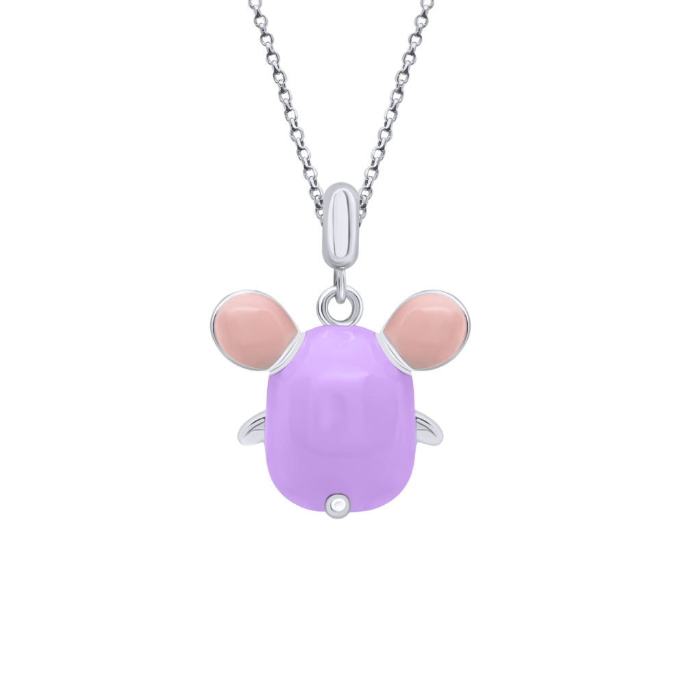 Детский кулон Мышка Фиолетовый с эмалью из серебра (16х18) Арт. 5429uuk3-1