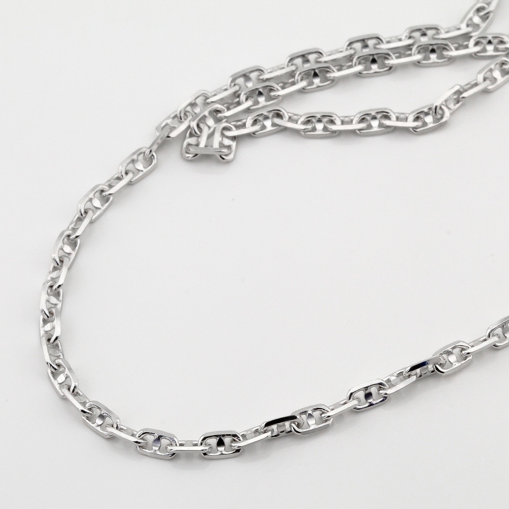 Серебряная цепочка якорное плетение "Сдвоенные звенья" ck23129, 55 размер