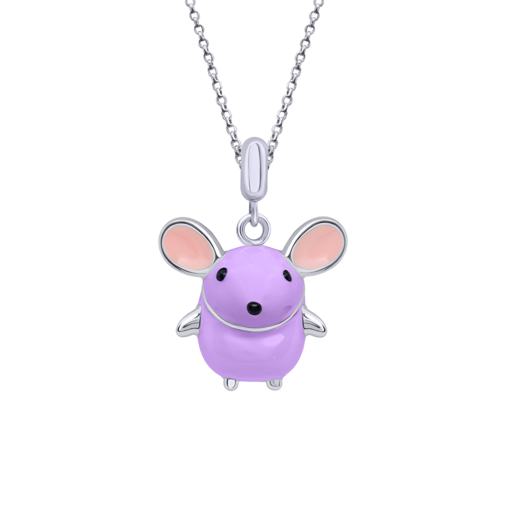 Дитячий кулон Мишка Фіолетовий з емаллю зі срібла (16х18) Арт. 5429uuk3-1