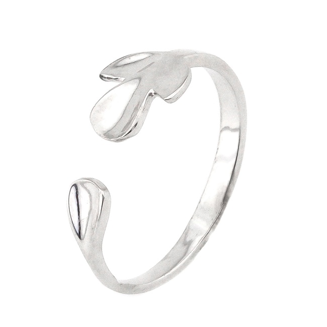 Серебряное кольцо незамкнутое Лепестки без камней 111088-4, 16 размер