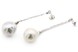 Длинные серьги-висюльки цепочки из серебра с барочным жемчугом СС12082, Белый