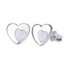 Серьги пусеты Сердце в сердце белые с перламутром из серебра (8x8,5) Арт. 2305534206030501