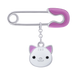 Срібна шпилька з підвіскою Котик з лапкою з емаллю (дитяча) 6195593006030501, Білий|Рожевий, UmaUmi Accessories