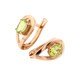 Золоті сережки у формі краплі з зеленими овальними хризолітами 12947chr, Зелений