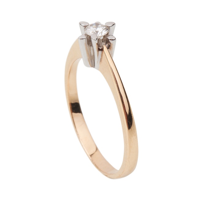 Золотое кольцо с бриллиантом выступающим камнем RO03240, 17 размер