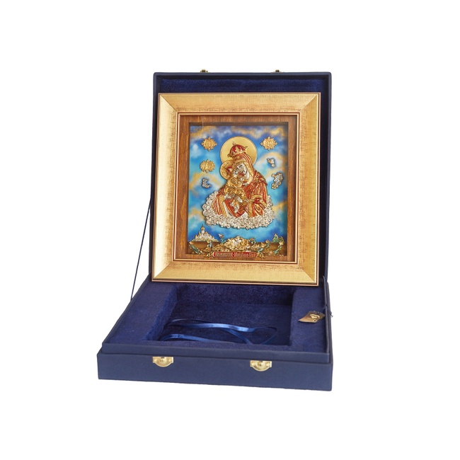Икона Пресвятой Богородицы Почаевской из серебра 925 с позолотой 8005-IDE