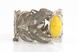 Широкий жорсткий браслет зі срібла з жовтим бурштином 15415, Жовтий