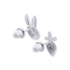Детские серебряные сережки гвоздики Зайка с морковкой с эмалью 2105702006300501, Белый|Розовый, UmaUmi Zoo