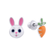 Детские серебряные сережки гвоздики Зайка с морковкой с эмалью 2105702006300501, Белый|Розовый, UmaUmi Zoo