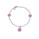 Срібний дитячий браслет-ланцюг з підвісками Квіточка Рожевий з емаллю (16) Арт. 5606uub