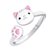 Детское кольцо Котик с лапкой с белой и розовой эмалью 1195593006031701, Белый, UmaUmi Pets