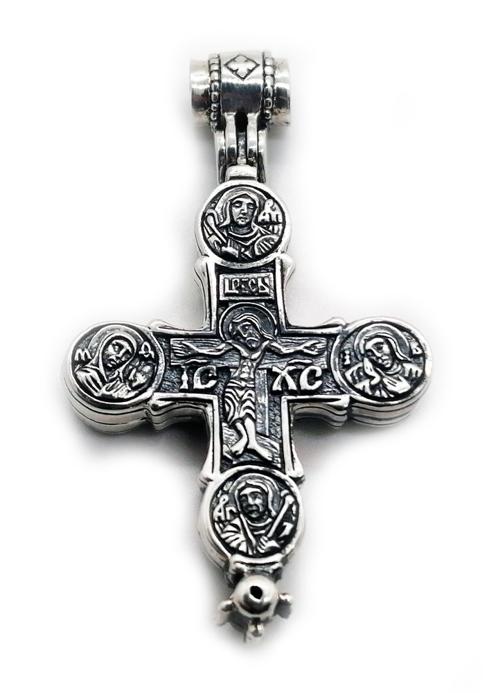 Срібний Хрест 14 Мощевик з чорнінням функціональний (відкривається на магніті) 2042-IDE