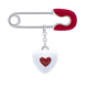 Серебряная булавка с подвеской булавка Сердце в сердце с эмалью (детская) 6195569006210501, Белый|Красный, UmaUmi Accessories