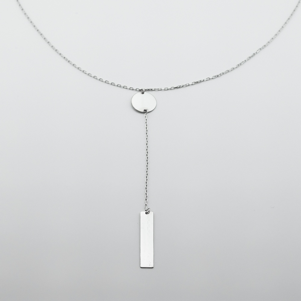Серебряное колье-галстук Пластина Монетка ko14674, 40 размер