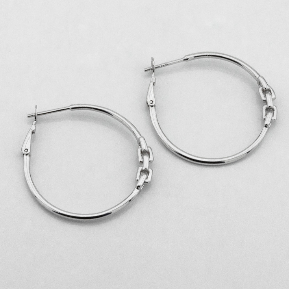 Срібні сережки-кільця тонкі Три квадратики без вставок c121660
