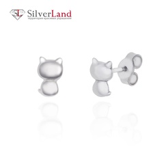 Срібні сережки-пусети (гвоздики) "Котики" без вставок Арт. Msp300