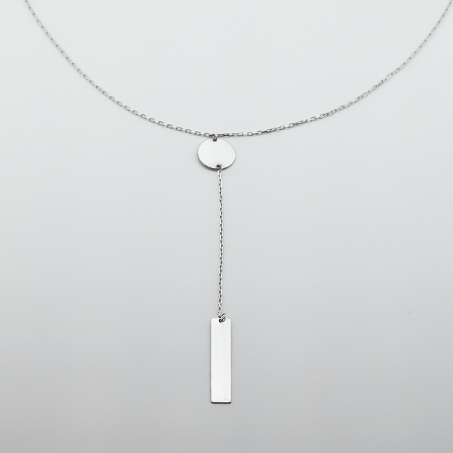 Серебряное колье-галстук Пластина Монетка ko14674, 40 размер